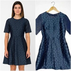 MaxMara Weekend Short Sleeve Fit & Flare Dress Navy Blue Size 4